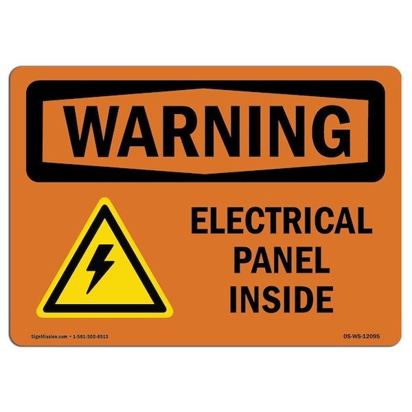 Safety Sign, OSHA WARNING, 3.5" Height, 5" Width, Electrical Panel Inside, Landscape, 10PK